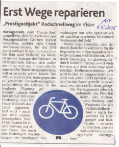 Presse Radschnellweg 6.5.2015